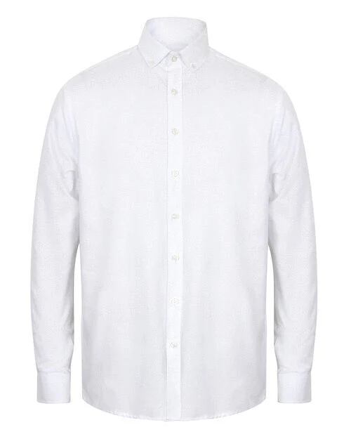 Henbury Mens Modern Long Sleeved Oxford Shirt - Classic Fit - Image 3