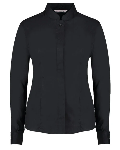 Kustom Kit KK261 Ladies Tailored Fit Mandarin Collar Long Sleeve Shirt - Image 3