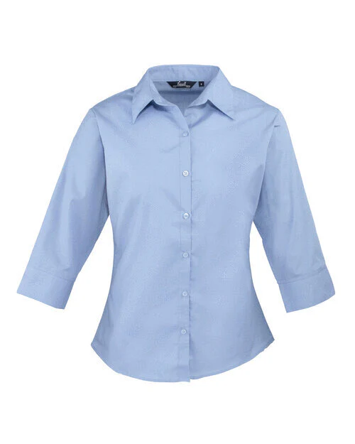 Premier Workwear Ladies 3/4 Sleeve Poplin Blouse - PR305M - Image 4