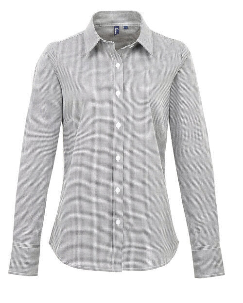 Premier Workwear Ladies Gingham Microcheck Long Sleeve Shirt - PR320M - Image 2