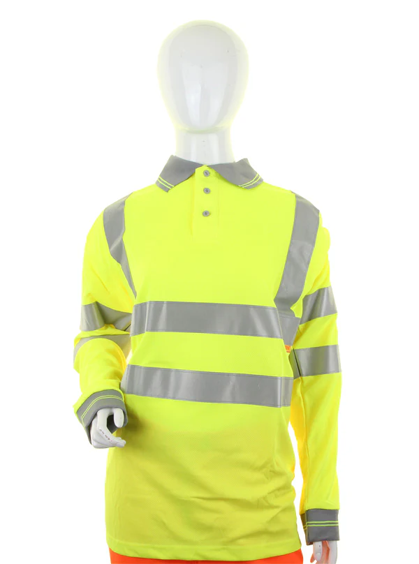 Beeswift Ladies Hi-Vis Long Sleeve Polo Shirt - Image 2