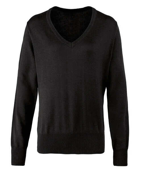 Premier Workwear Ladies Knitted V-Neck Sweater - PR696M - Image 2
