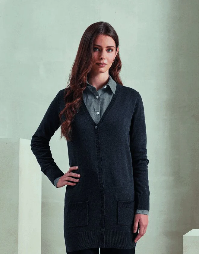Premier Workwear Ladies Long Length Knitted Cardigan - PR698M