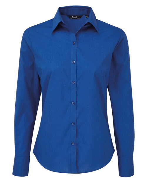 Premier Workwear Ladies Long Sleeve Poplin Blouse - PR300M - Image 14