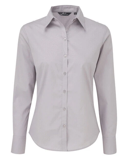Premier Workwear Ladies Long Sleeve Poplin Blouse - PR300M - Image 15