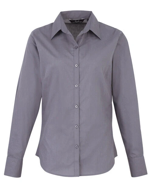 Premier Workwear Ladies Long Sleeve Poplin Blouse - PR300M - Image 16
