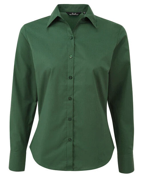 Premier Workwear Ladies Long Sleeve Poplin Blouse - PR300M - Image 3
