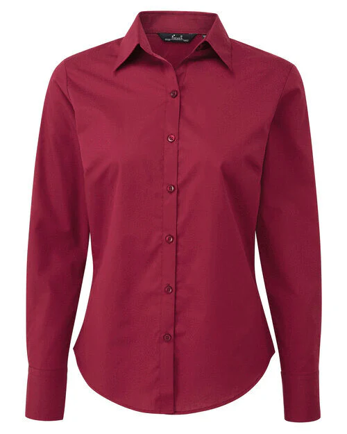 Premier Workwear Ladies Long Sleeve Poplin Blouse - PR300M - Image 4