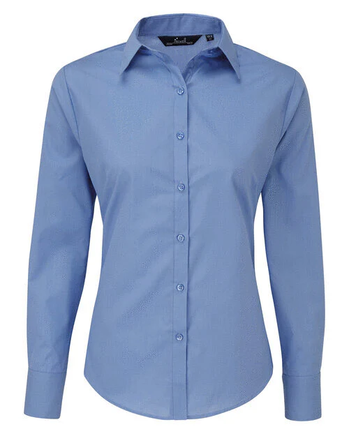 Premier Workwear Ladies Long Sleeve Poplin Blouse - PR300M - Image 9