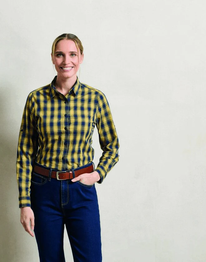 Premier Workwear Ladies Mulligan Check Long Sleeve Cotton Shirt - PR350M