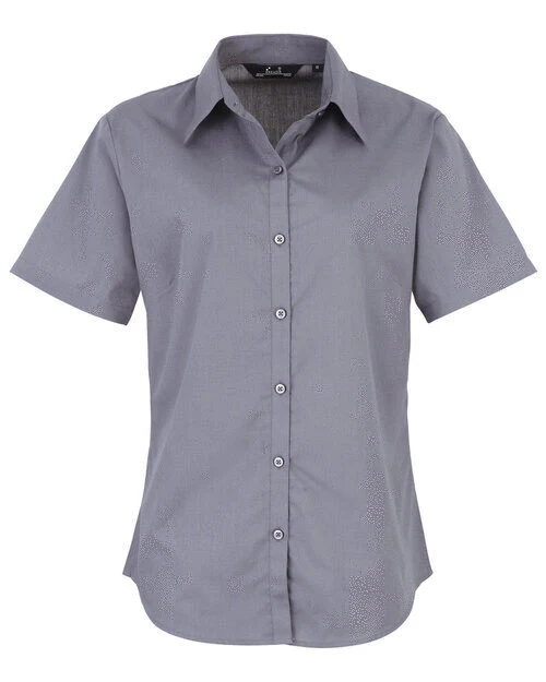Premier Workwear Ladies Short Sleeve Poplin Blouse - PR302M - Image 16