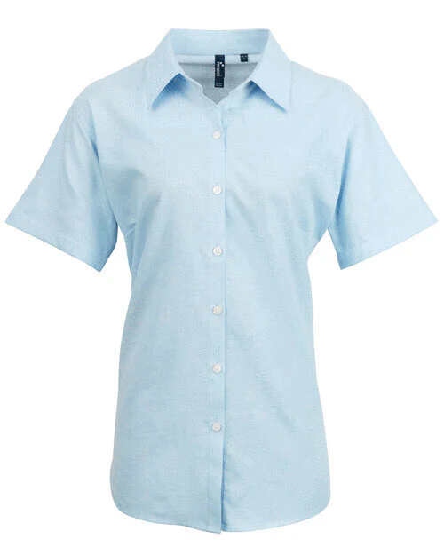 Premier Workwear Ladies Signature Oxford Short Sleeve Blouse - PR336M - Image 3