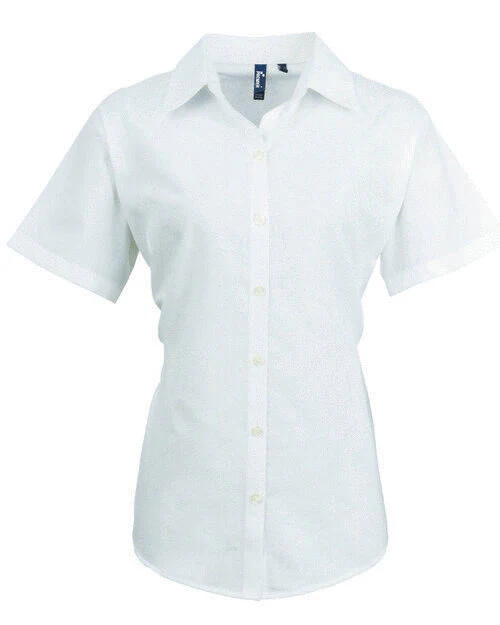 Premier Workwear Ladies Signature Oxford Short Sleeve Blouse - PR336M - Image 4