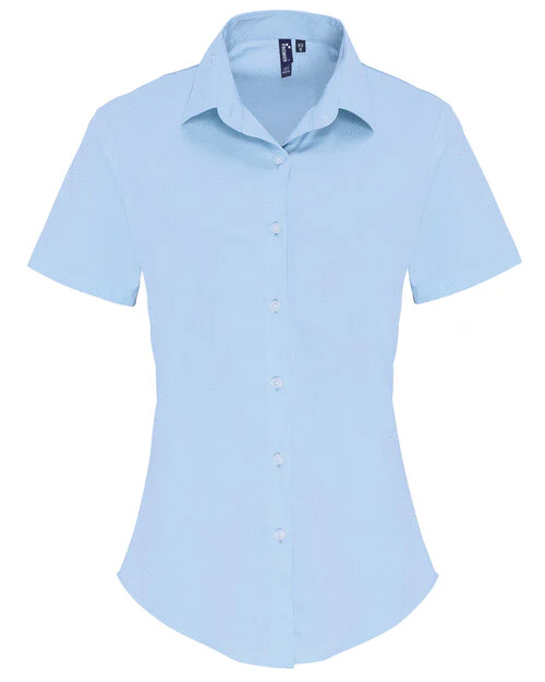 Premier Workwear Ladies Stretch Fit Cotton Poplin Short Sleeve Shirt - PR346M - Image 3