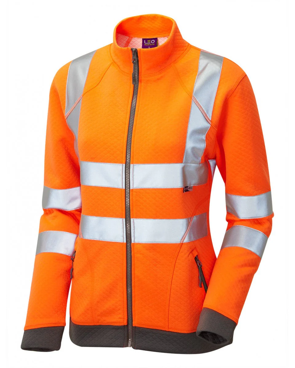 Leo Workwear Hollicombe Iso 20471 Class 2 Women'S Zipped Sweatshirt - [CLEARANCE]