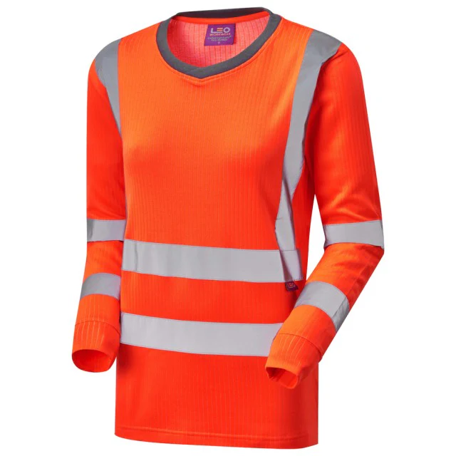 Leo Workwear Lydford Iso 20471 Cl 2 Comfort Women'S Sleeved T-Shirt - [CLEARANCE]