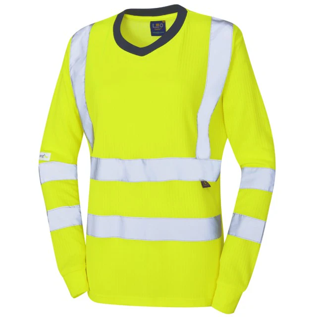 Leo Workwear Lydford Iso 20471 Cl 3 Comfort Women'S Sleeved T-Shirt - Image 3