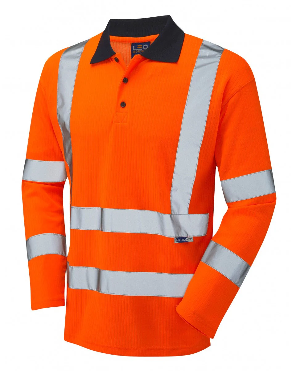 Leo Workwear Swimbridge Iso 20471 Cl 3 Comfort Sleeved Polo Shirt - [CLEARANCE]