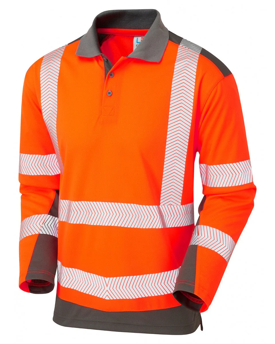 Leo Workwear Wringcliff Iso 20471 Class 2 Dual Colour Coolviz Plus Sleeved Polo Shirt - [CLEARANCE]