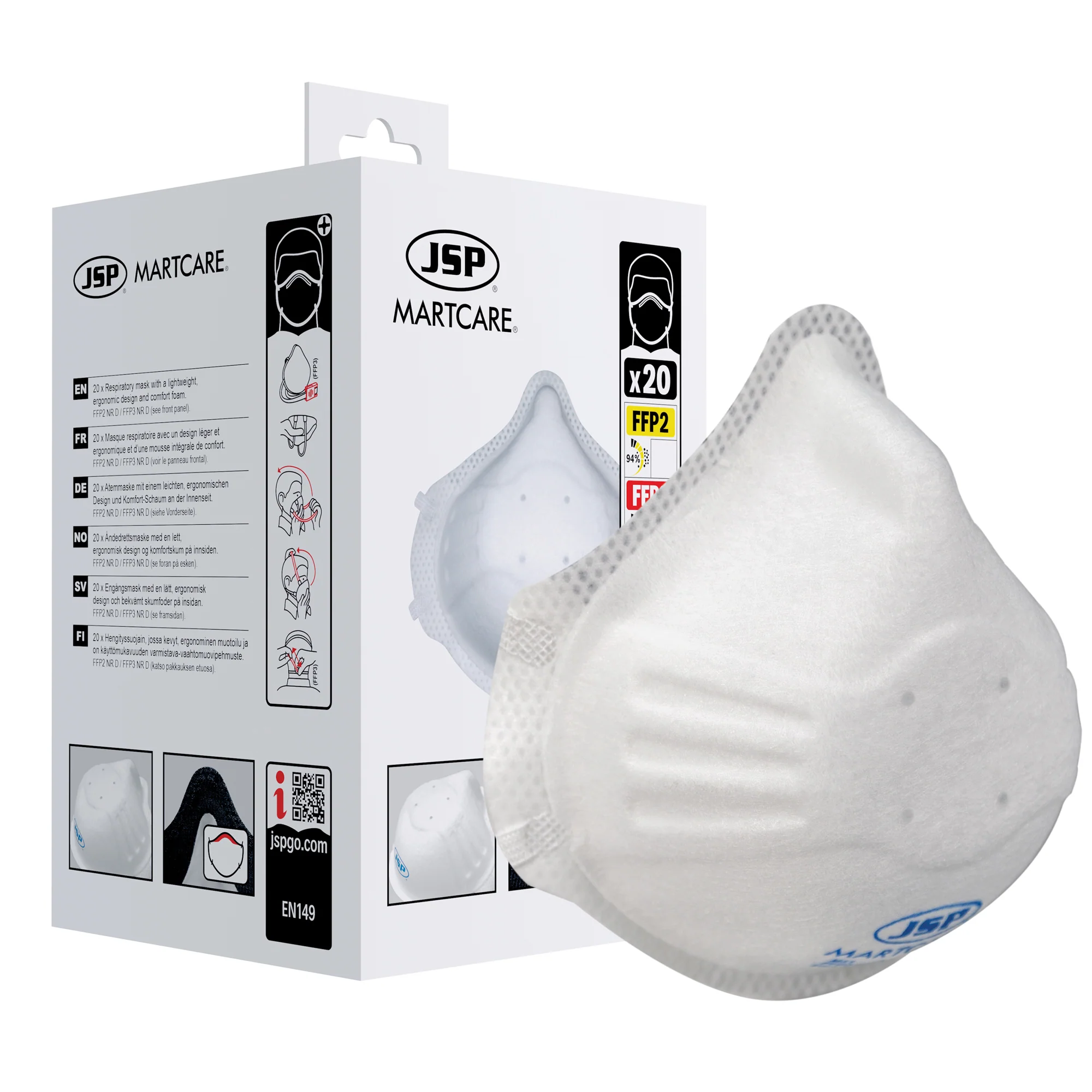 JSP Martcare Disposable Moulded Mask (M21) FFP2 - Box of 20