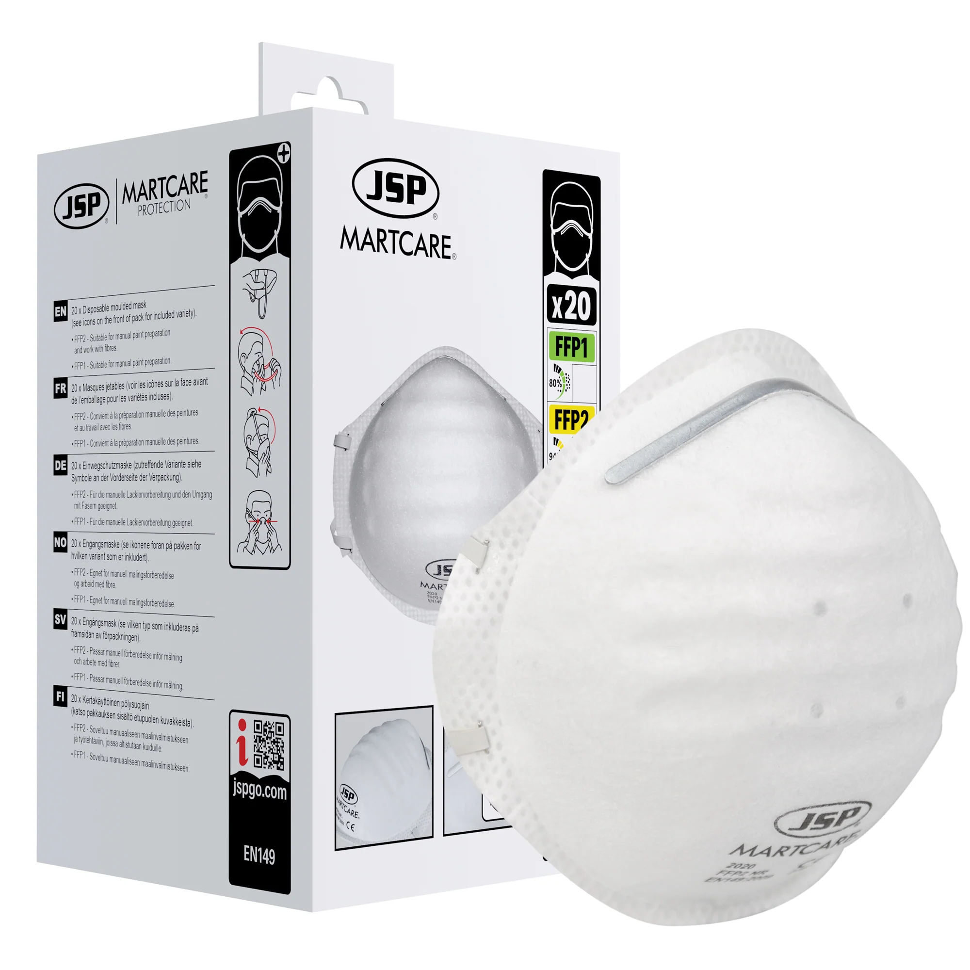 JSP Martcare Moulded FFP2 Disposable Mask - Box of 20