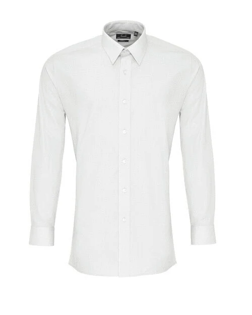 Premier Workwear Mens Long Sleeve Fitted Poplin Shirt - PR204M - Image 3
