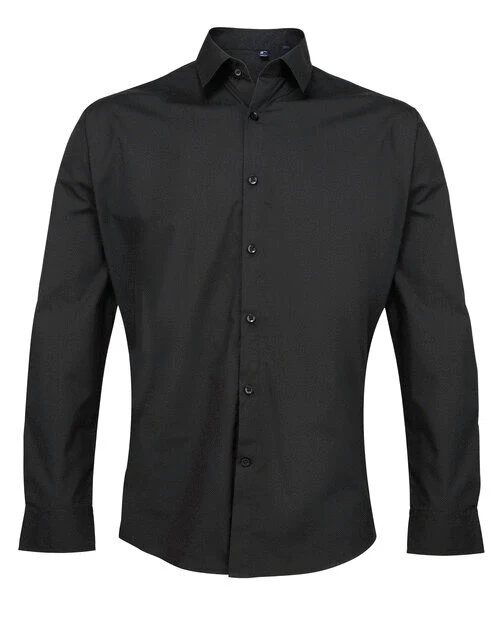 Premier Workwear Mens Long Sleeve Poplin Supreme Shirt - PR207M - Image 2
