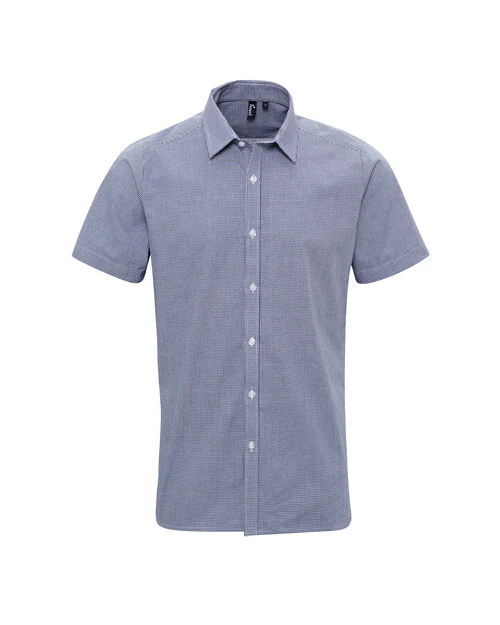 Premier Workwear Mens Short Sleeve Gingham Cotton Microcheck Shirt - PR221M - Image 4