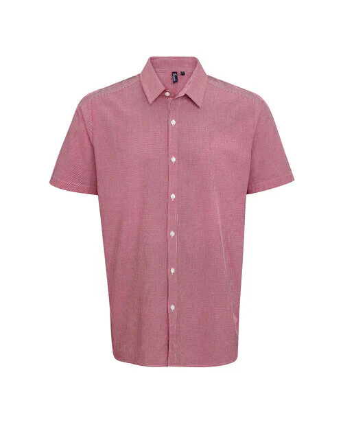 Premier Workwear Mens Short Sleeve Gingham Cotton Microcheck Shirt - PR221M - Image 5