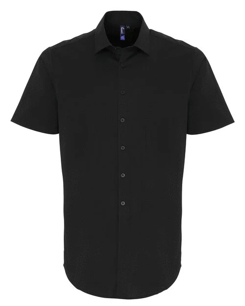 Premier Workwear Mens Stretch Poplin S/S Shirt - PR246M - Image 2