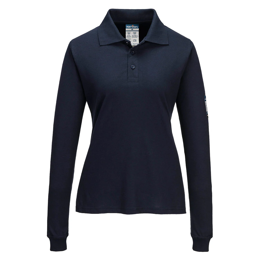 Portwest Modaflame Knit FR Women's Long Sleeve Polo Shirt - Image 2