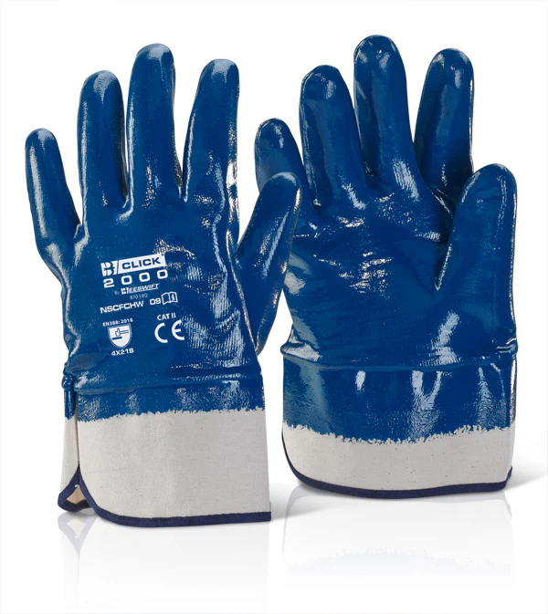Beeswift Nitrile Safety Cuff Fully Coated Heavy Weight Gloves - (Pack of 10)