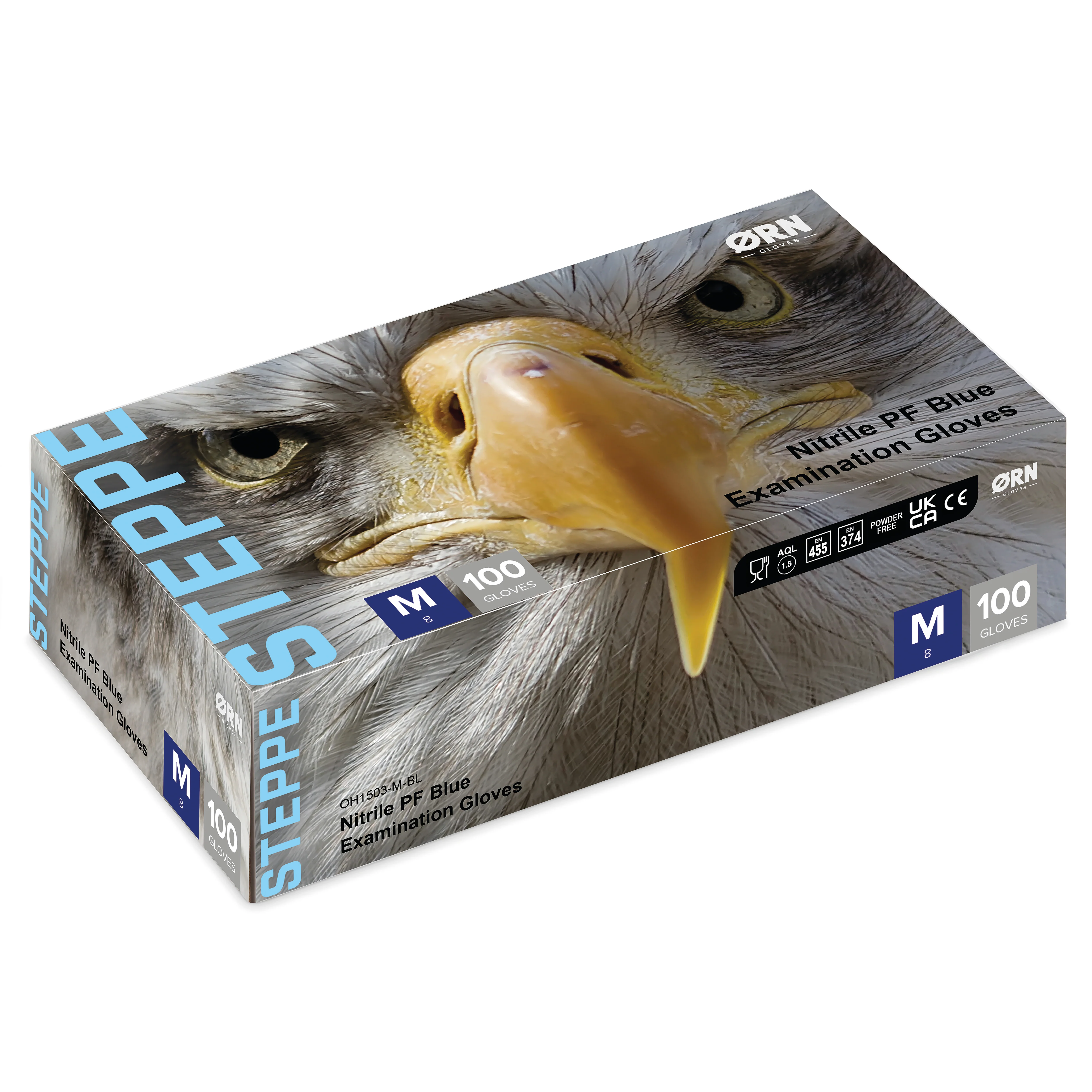 ORN Steppe Classic Blue Nitrile Gloves - 1 Case (10 Boxes of 100 Gloves) - Image 2