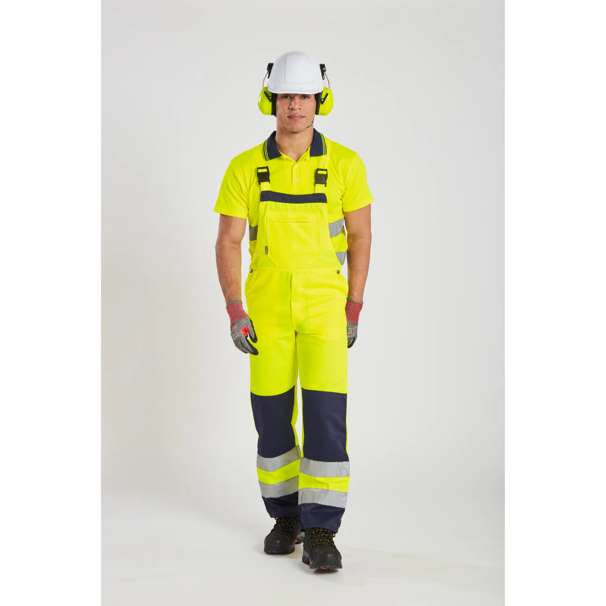 Portwest Hi-Vis Cotton Comfort Short Sleeve Two Tone Polo Shirt - Orange/Yellow/Navy - S174 - Image 3