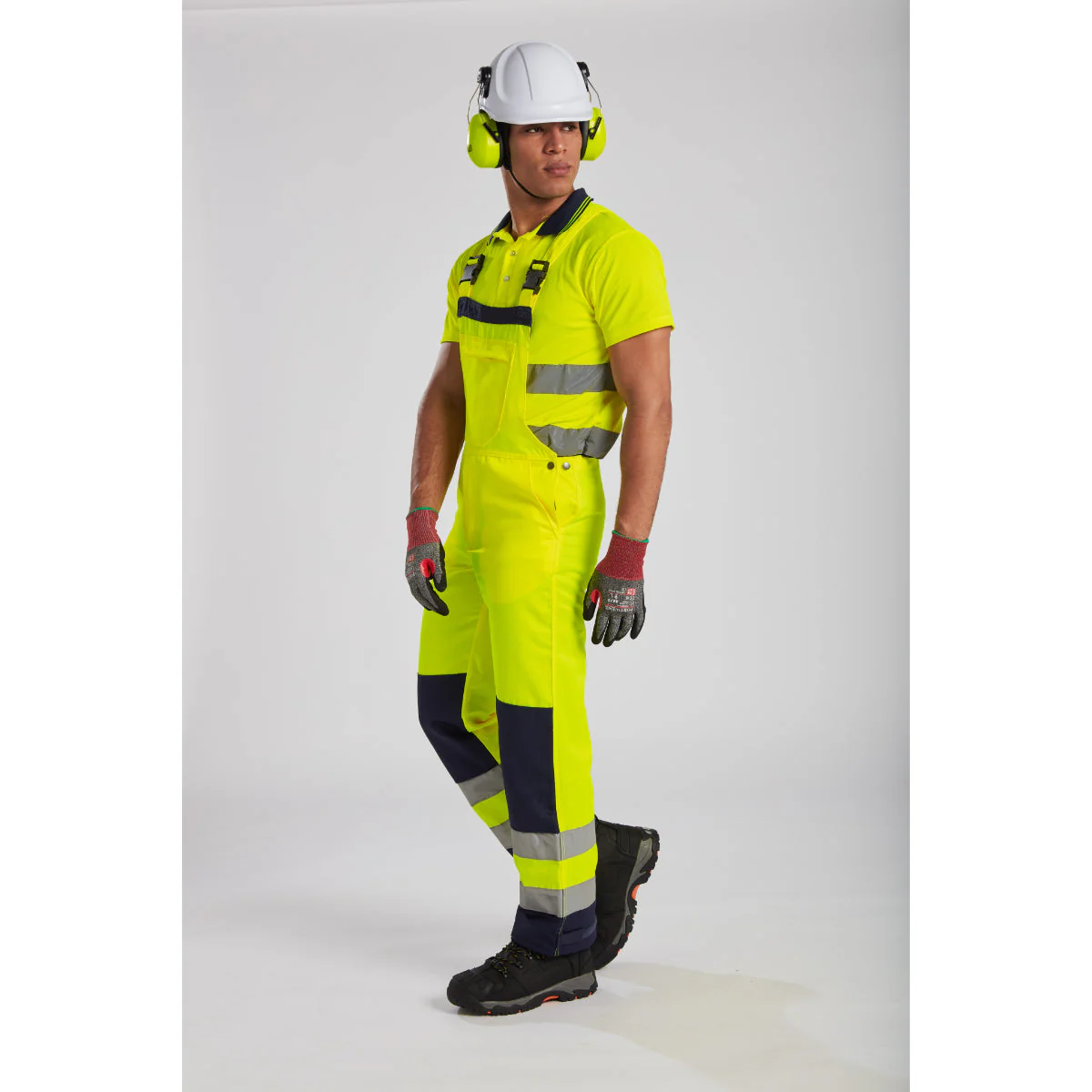 Portwest Hi-Vis Cotton Comfort Short Sleeve Two Tone Polo Shirt - Orange/Yellow/Navy - S174 - Image 5
