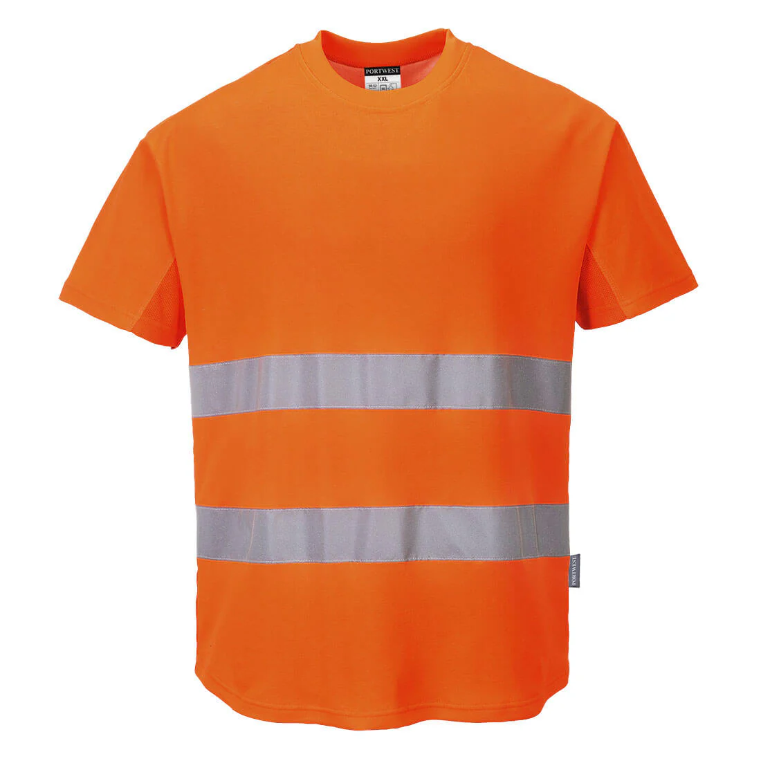 Portwest Hi-Vis Cotton Comfort Mesh Insert T-Shirt Short Sleeved - Image 3