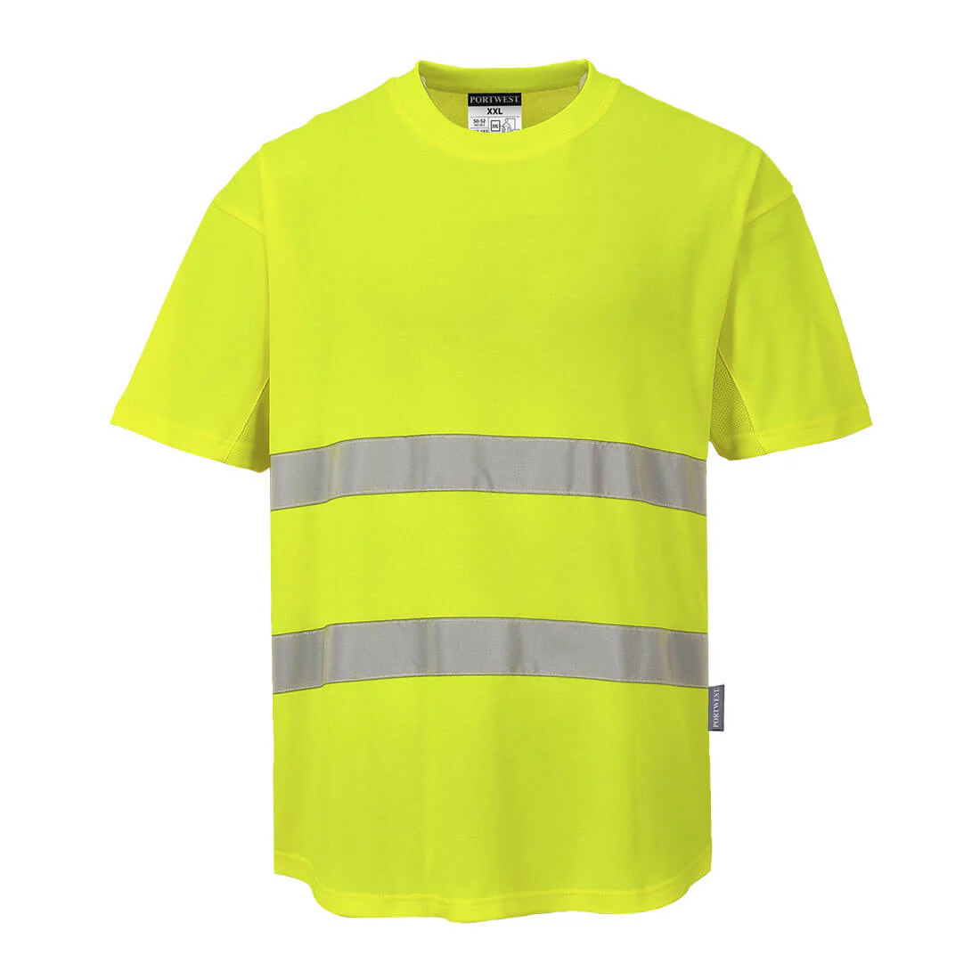 Portwest Hi-Vis Cotton Comfort Mesh Insert T-Shirt Short Sleeved - Image 4