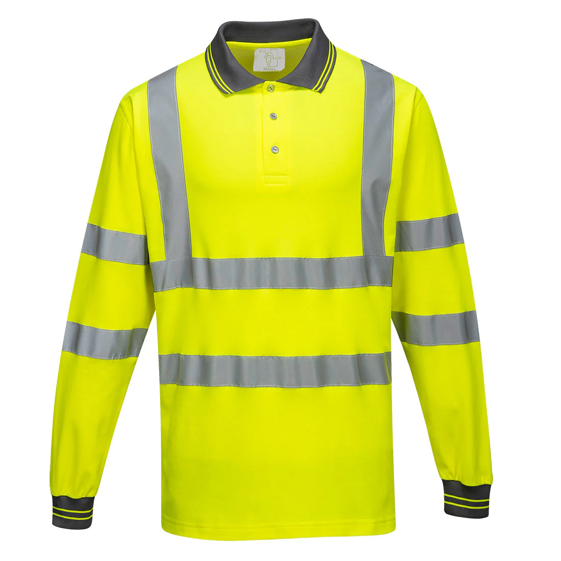 Portwest Hi-Vis Cotton Comfort Long Sleeve Polo Shirt - Orange/Yellow - S271 - Image 2