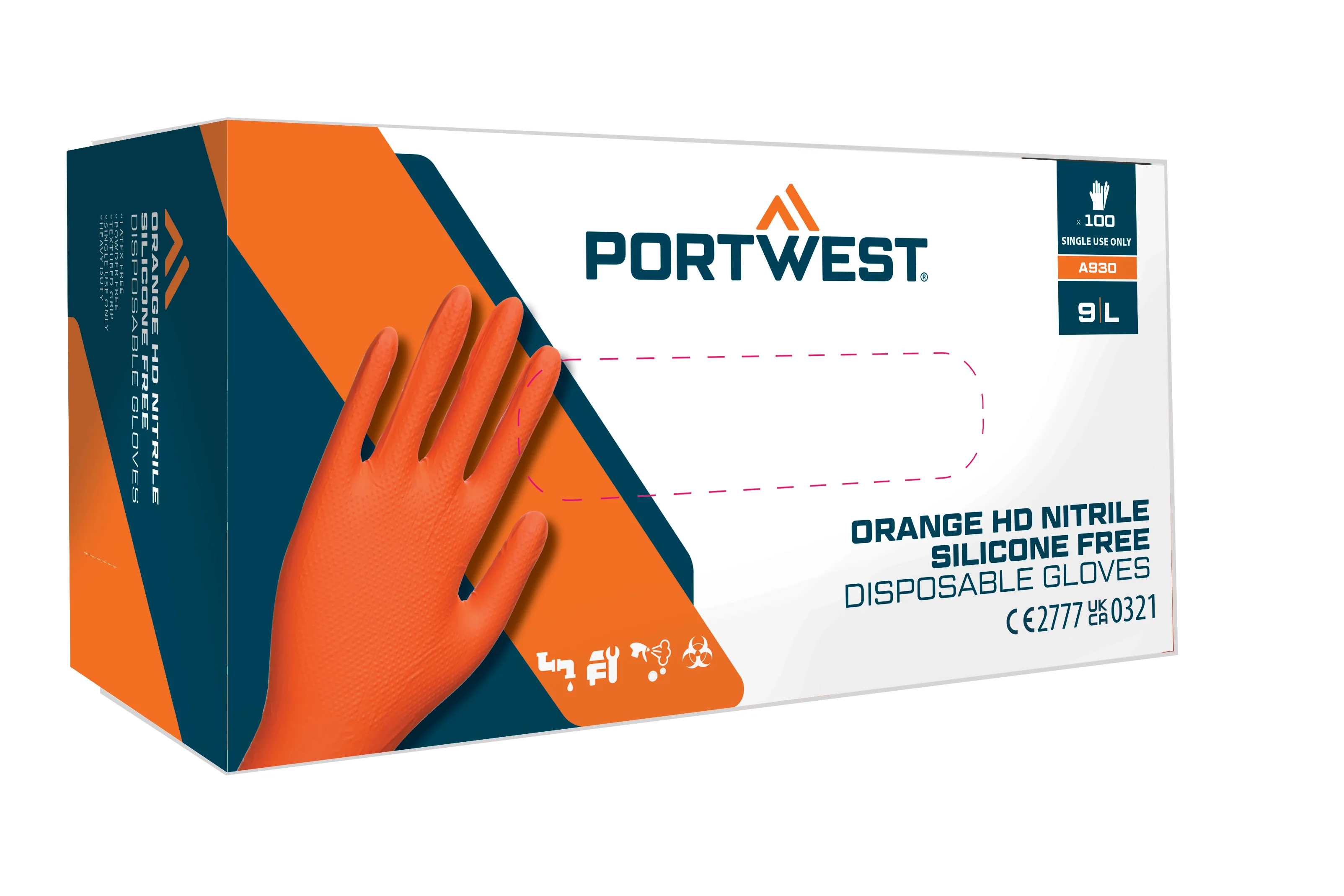Portwest Orange HD Disposable Glove (100 Pack) - Image 3