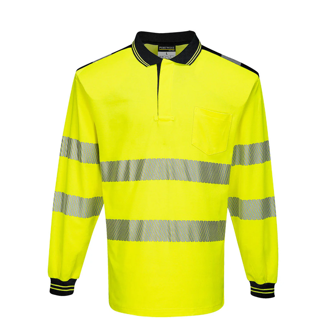 Portwest PW3 Hi-Vis Cotton Comfort Polo Shirt Long Sleeved - T184 - Image 7