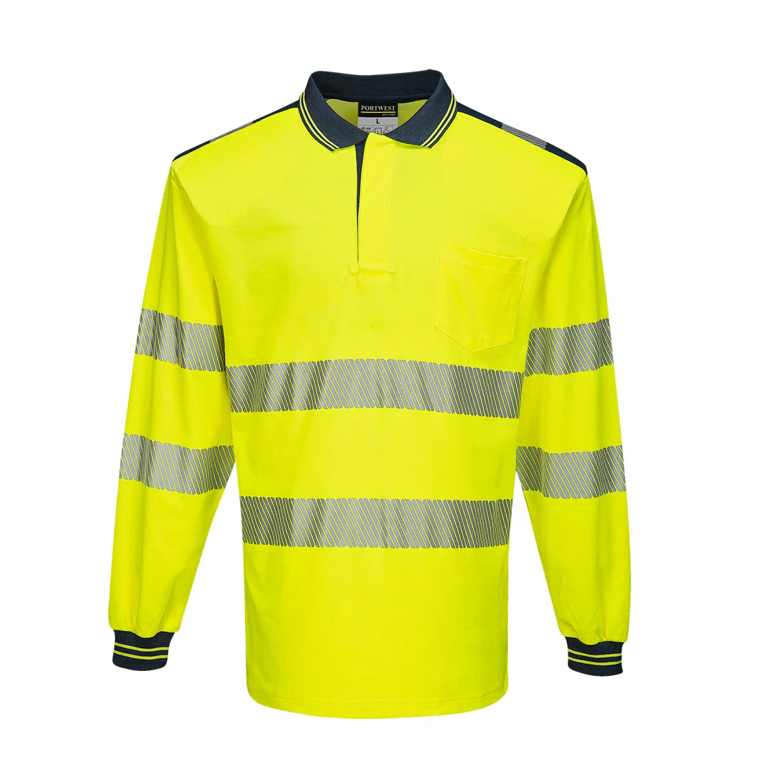 Portwest PW3 Hi-Vis Cotton Comfort Polo Shirt Long Sleeved - T184 - Image 8