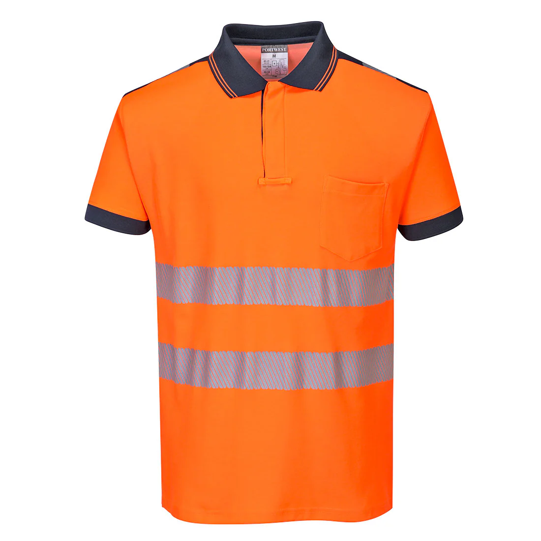 Portwest PW3 Hi-Vis Cotton Comfort Short Sleeve Polo Shirt - Orange/Yellow - T180 - Image 20
