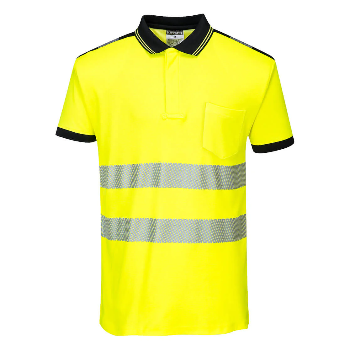 Portwest PW3 Hi-Vis Cotton Comfort Short Sleeve Polo Shirt - Orange/Yellow - T180 - Image 3