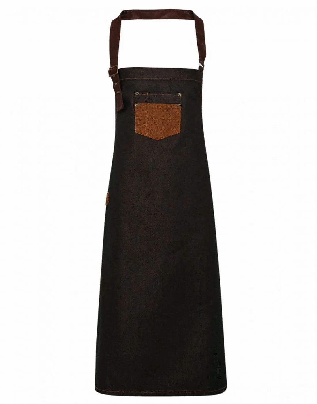 Premier 'Division' Waxed Look Denim Bib Apron with Faux leather - Image 3