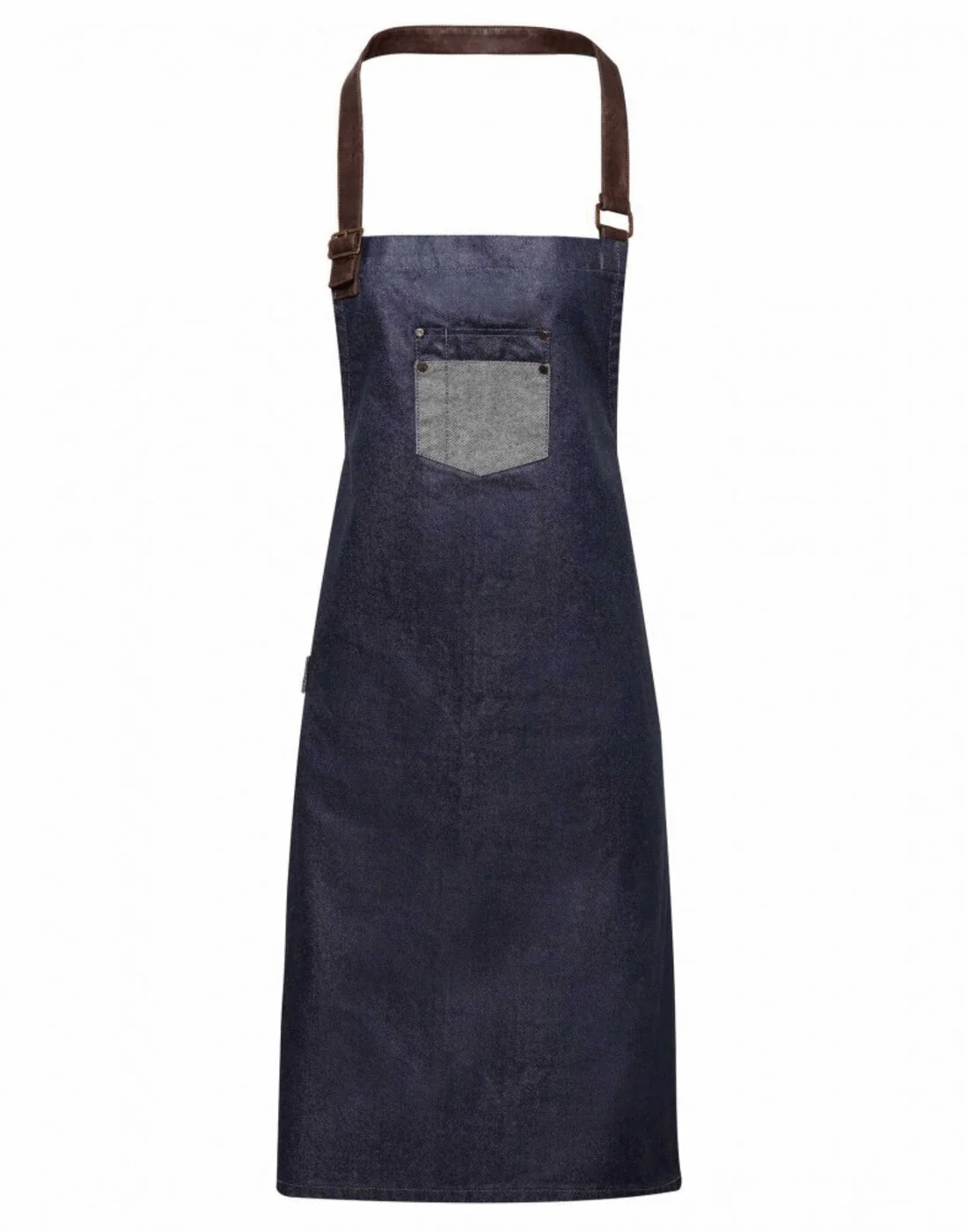 Premier 'Division' Waxed Look Denim Bib Apron with Faux leather - Image 4