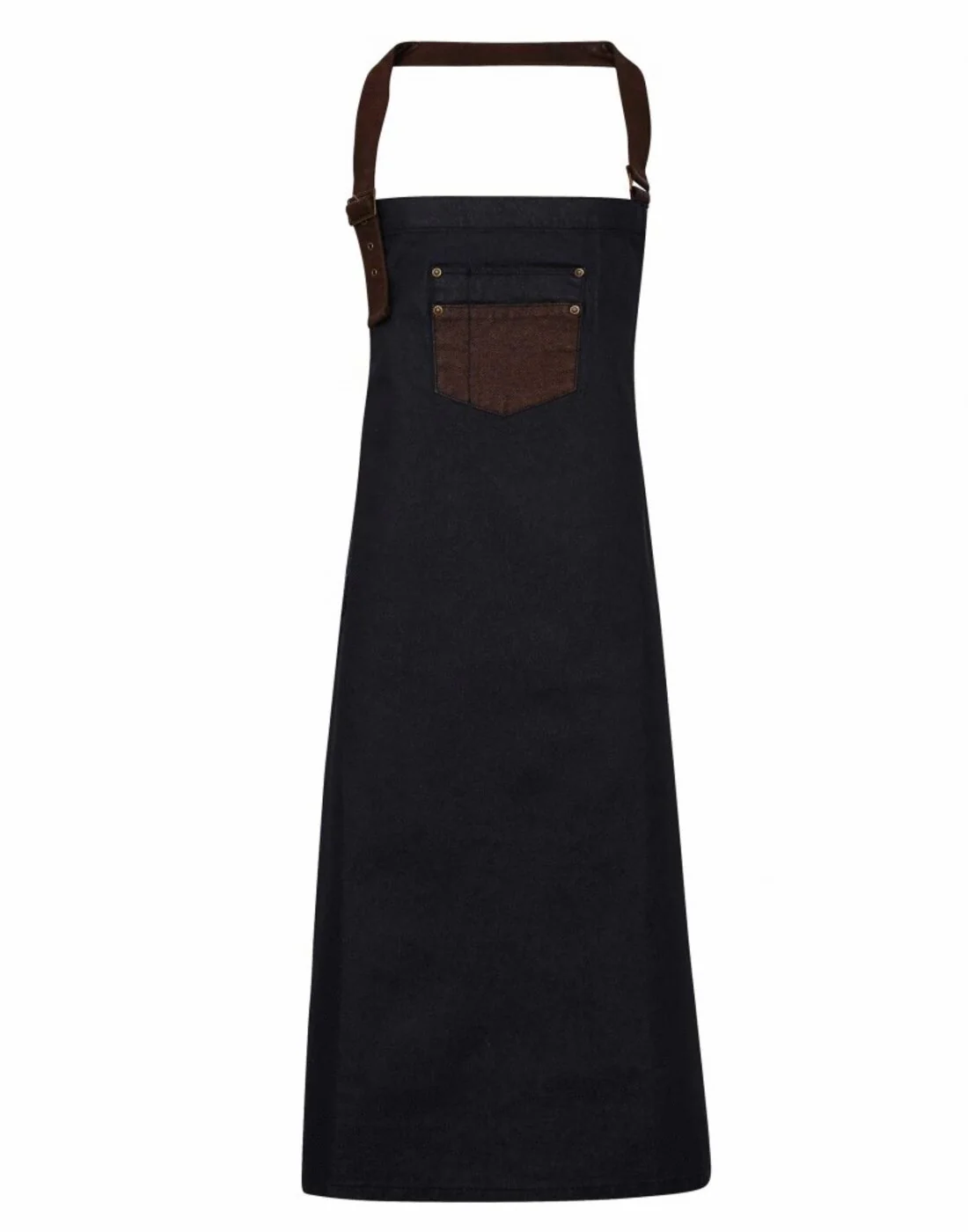 Premier 'Division' Waxed Look Denim Bib Apron with Faux leather - Image 5