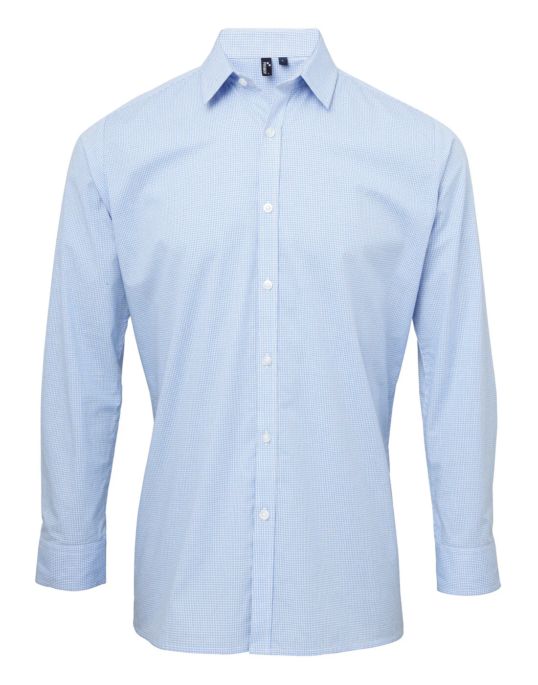 Premier Men's Long Sleeve Gingham Cotton Microcheck Shirt - Image 4