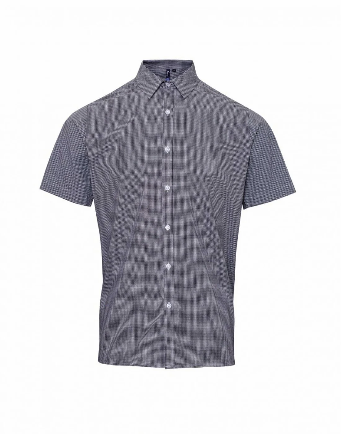 Premier Men's Short Sleeve Gingham Cotton Microcheck Shirt - Image 3