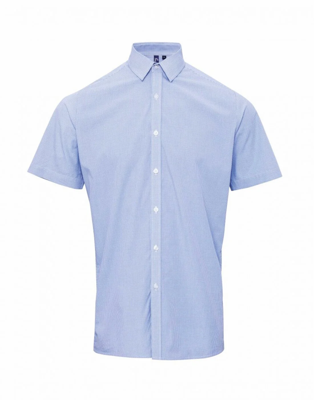 Premier Men's Short Sleeve Gingham Cotton Microcheck Shirt - Image 4