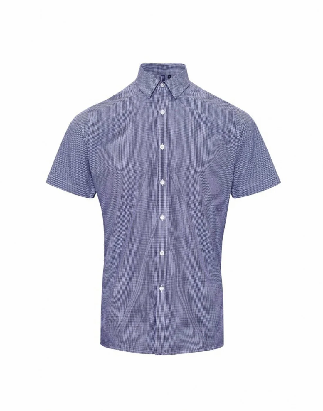Premier Men's Short Sleeve Gingham Cotton Microcheck Shirt - Image 5